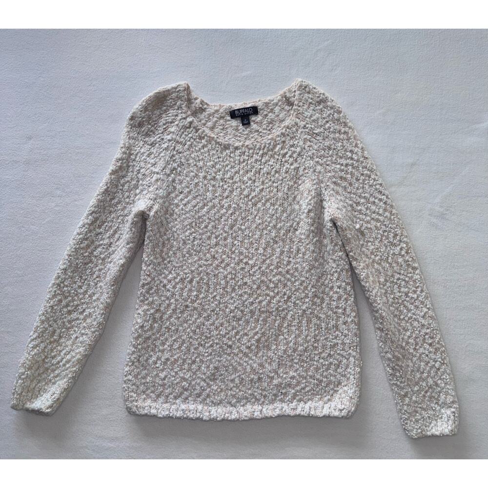 Soft Beige Buffalo Knit Sweater